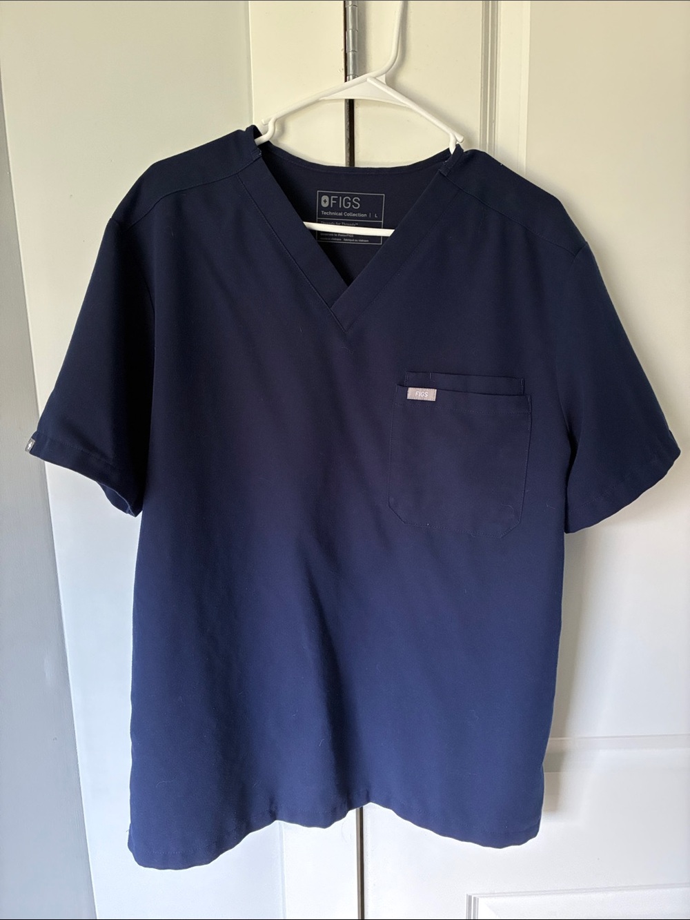 FIGS Men’s Navy V-Neck Scrub Top with Chest Pocket